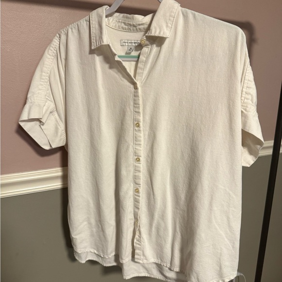 Elegant Cream Button Down Shirt for Women - Picture 1 of 5